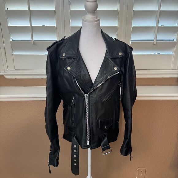 Vintage Body Equip Women's Size M Leather Motorcycle Jacket Black 80s Biker Punk - Picture 1 of 10